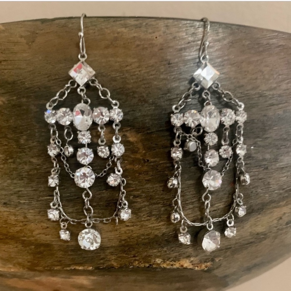 Beautiful Vintage Rhinestone Chandelier Earrings